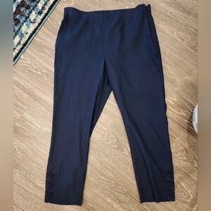 J. Jill Love Linen Navy Wide Leg Cropped Pants with button detailing Size Medium